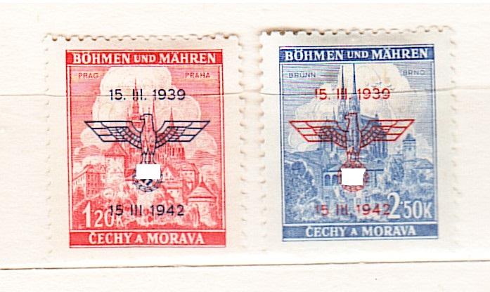 Марки Богемия и Моравия надпечатка 1939-1942 год