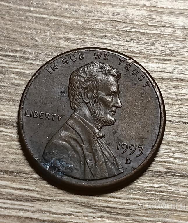 1 цент 1993 D США USA Пшеничный Линкольн cent