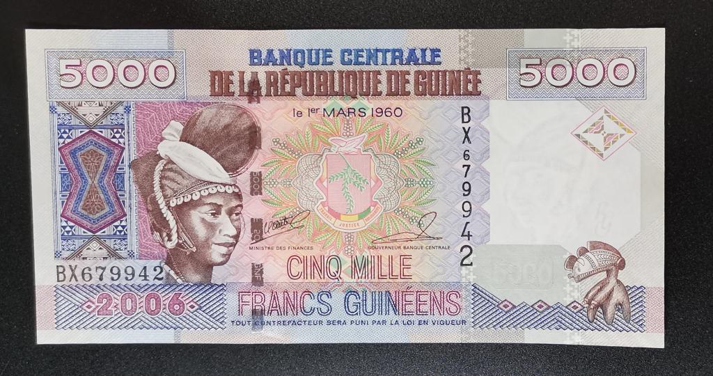 Гвинея 5000 франков 2006 Unc