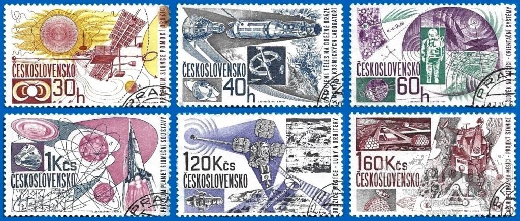 Чехословакия 1967 MiNr 1688-93. Исследование космоса (2.8 € | $ 1.85) CTO