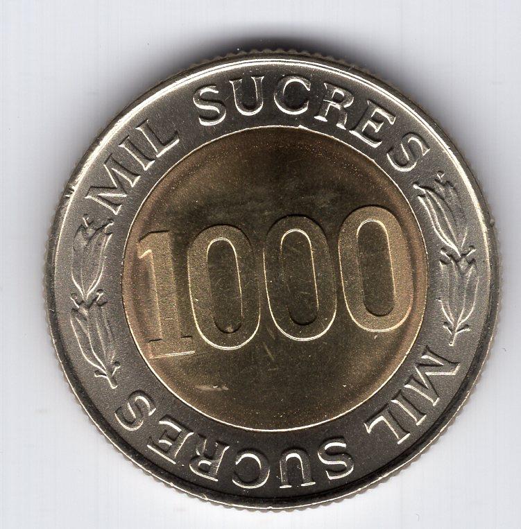 1000 сукре - Эквадор - 1997 - 70 лет Центральному  банку - биметалл