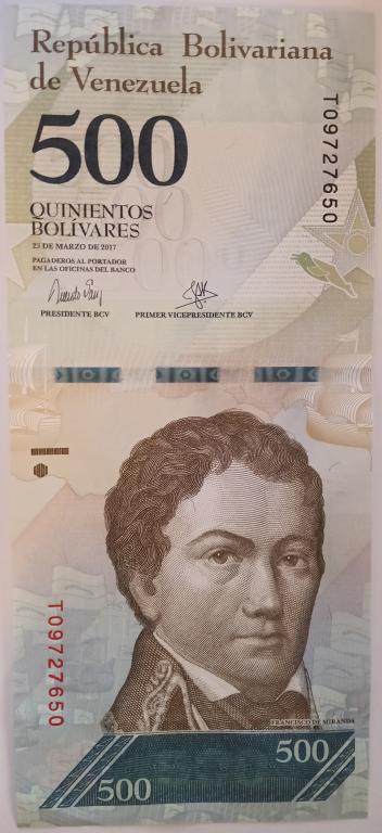 500 боливаров 2017 год Венесуэла, Префикс Т, Состояние ПРЕСС