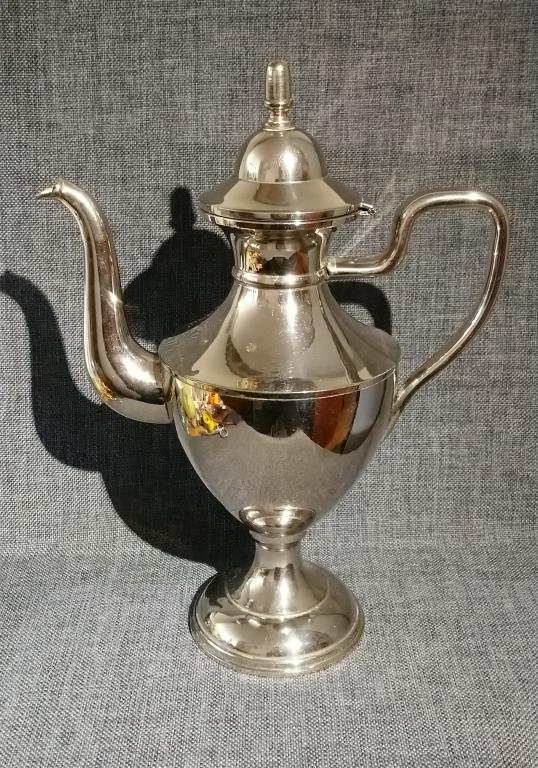 Старинный кофейник чайник Дания 1920 хром никель