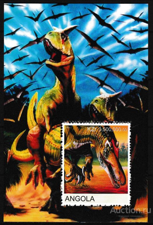 Ангола 2000 Динозавры Доисторические животные Вымершая фауна Рептилии Ящеры блок**