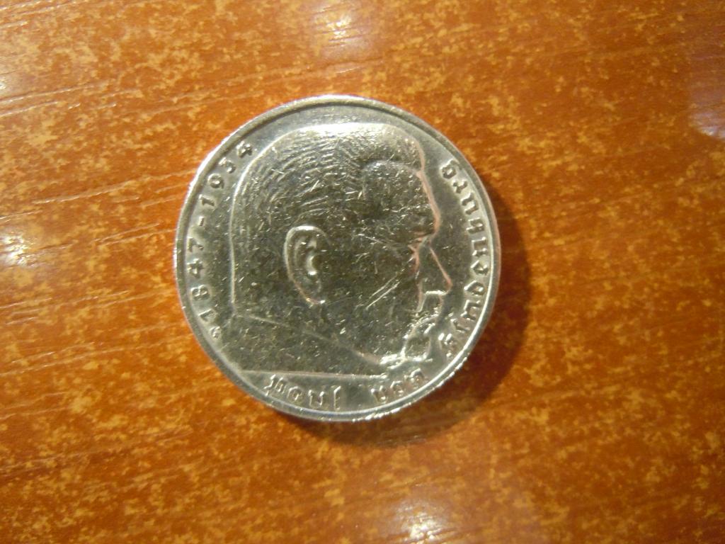 5 марок 1936г(G) Германия, 13,90гр, серебро