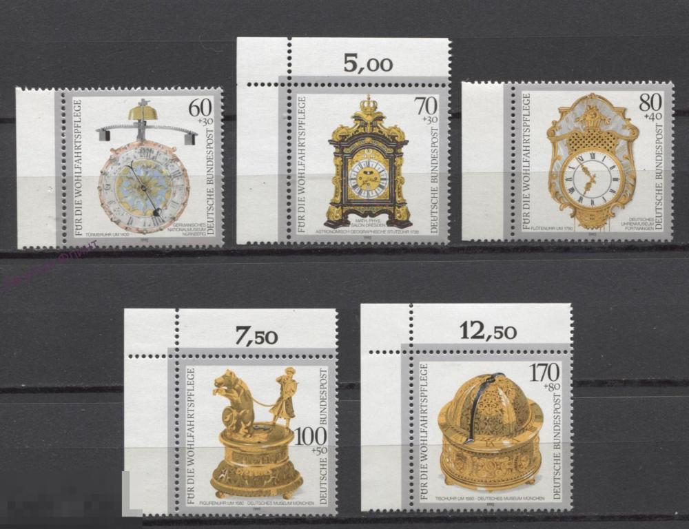 Германия. ФРГ. Антикварные часы. Mi/1631-1635. 1992 г.(17)