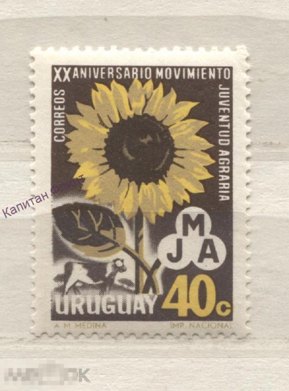 Уругвай. Флора. Подсолнух. 20 лет аграрного департамента. Mi/ 1067. 1967 г. (12)