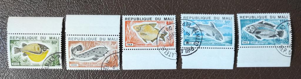 Мали Рыбы 5 марок 1975 Гашение. Поля!