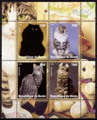 = Бенин 2008 Фауна Животные Кошки Породы кошек 1блок** |F2-45|
