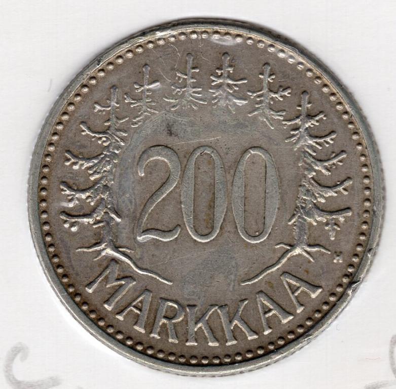 200 марок - Финляндия - 1958 - серебро 500