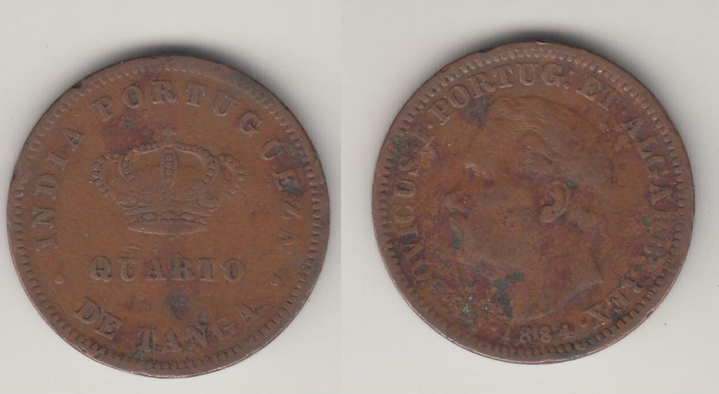 Индия португальская 1/4 таньга 1884