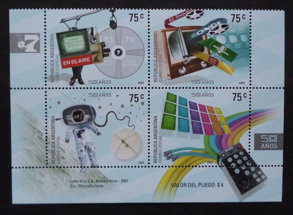 Аргентина  2001 г.  50-летие телевидения в Аргентине  **   К.2
