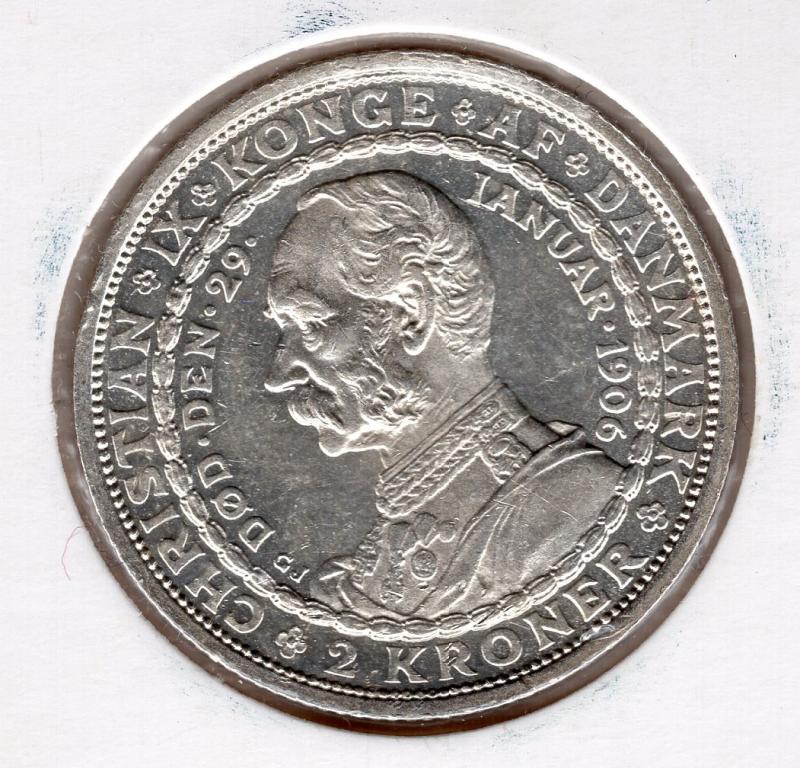 2 кроны - Дания - 1906 - Кристиан IX и Фредерик VIII - серебро 800 - KM#803