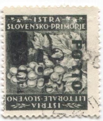 1946 Оккупация Истрии и Словении Югославией Порто марка Виноград 1м гаш