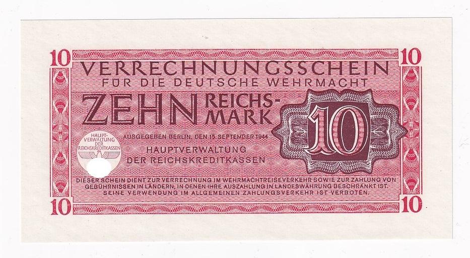 Германия Банкнота 10 рейхсмарок 1944 год UNC (39366)