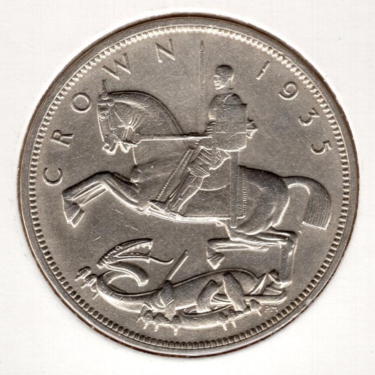 1 крона - Великобритания - 1935 - Георг V - серебро 500 - KM#842