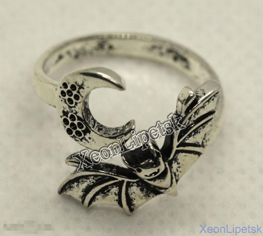 Кольцо Летучая мышь и полумесяц Месяц Луна Регулируемый размер Копия