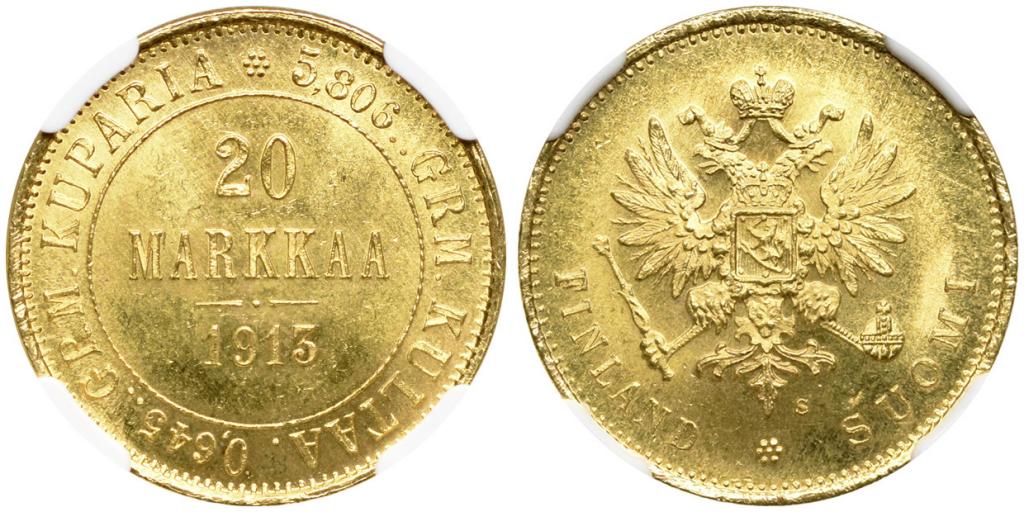20 МАРОК 1913 года, S. NGC MS 66!!!