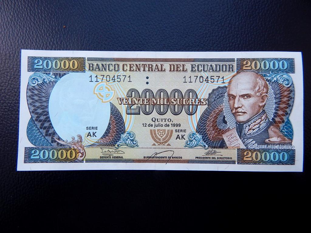 Бона 20 000 сукре 1999 года Эквадор АК 11704571 UNC