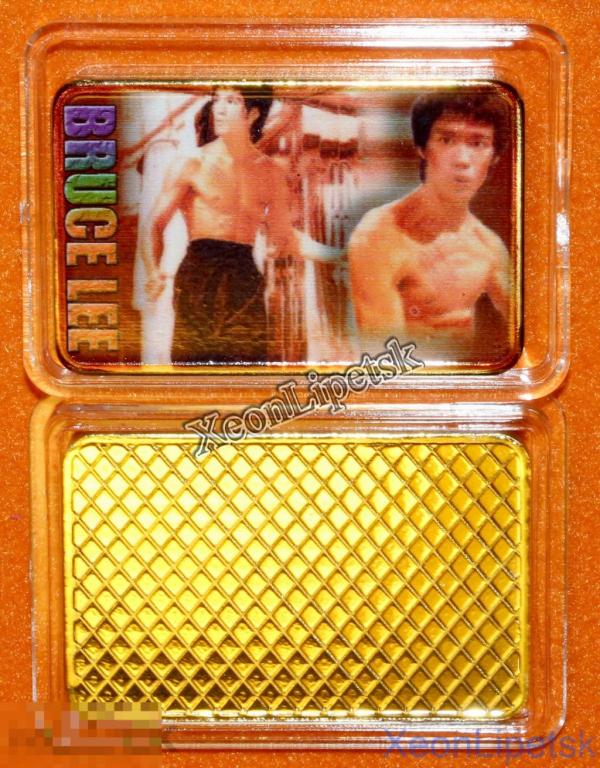 Слиток Брюс Ли разноцветные буквы цветной принт позолота