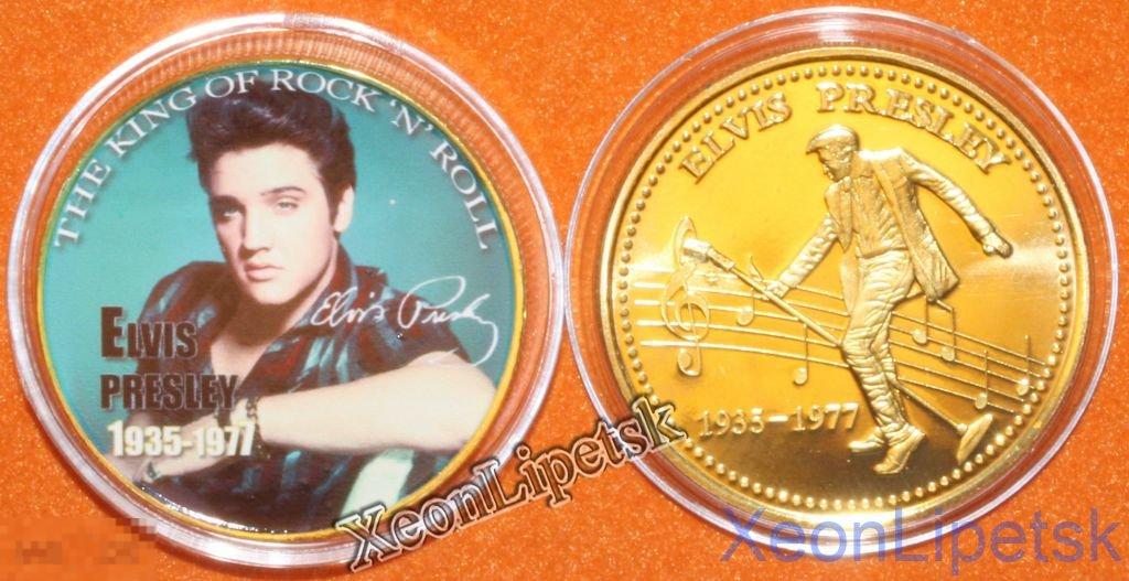 Элвис Пресли на зеленом фоне жетон цветной принт