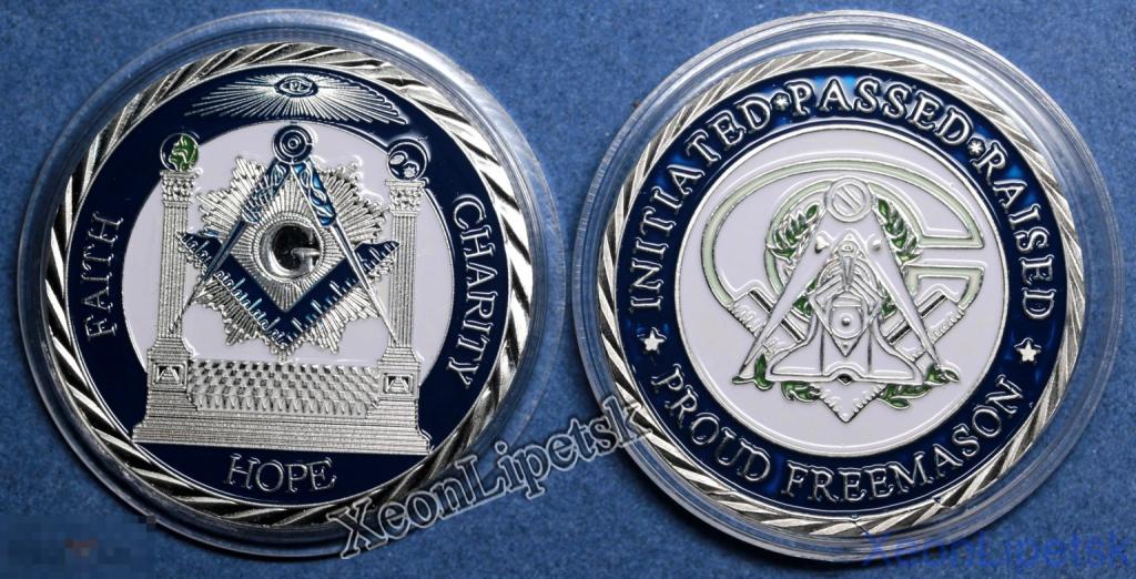 Жетон Масон Вера, благотворительность, надежда Знак Масонская монета посеребрение