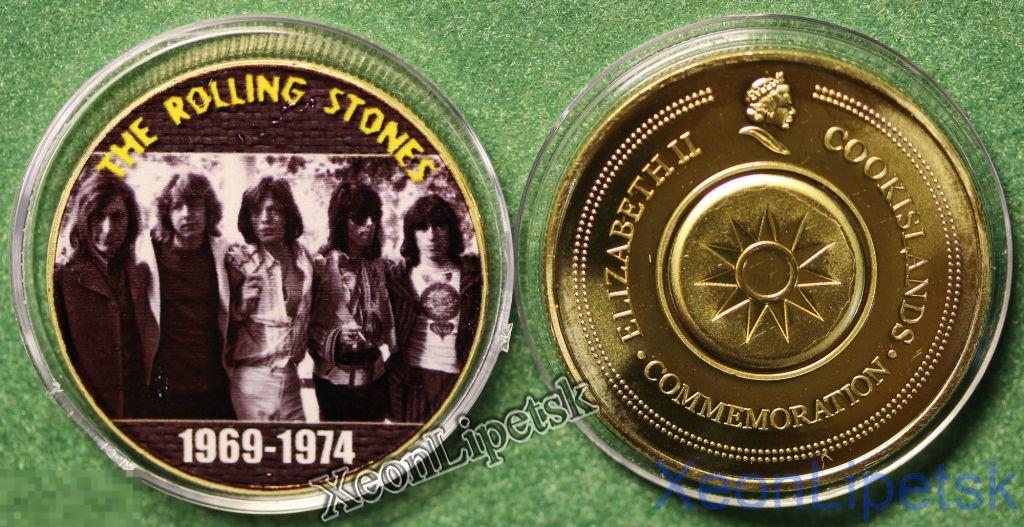 Роллинг Стоунс 1969-1974 на темном фоне жетон цветной принт
