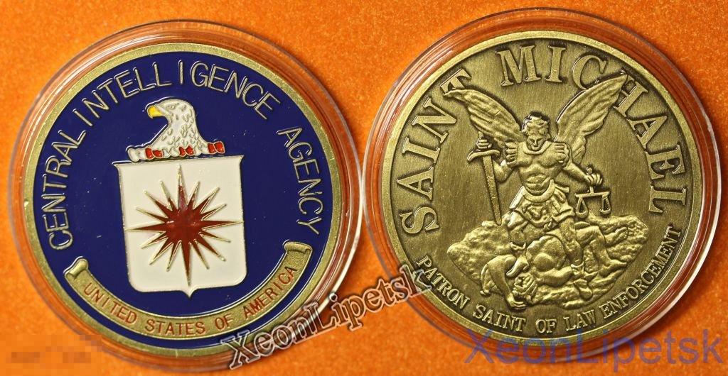 ЦРУ США цветной жетон Архангел Михаил бронза