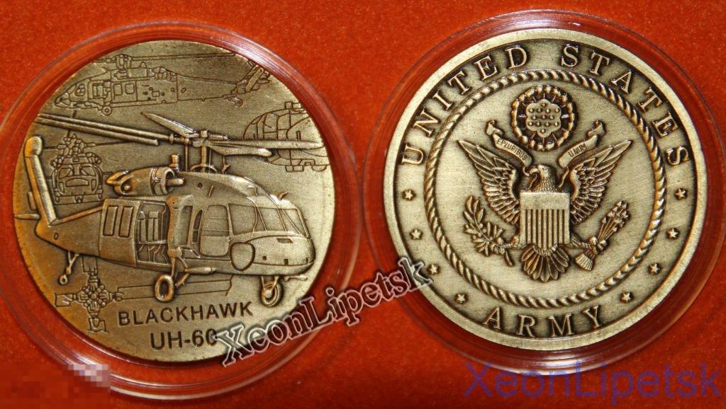 Вертолет &quot;Черный Ястреб&quot; (Blackhawk UH-60) Армия США жетон бронза 