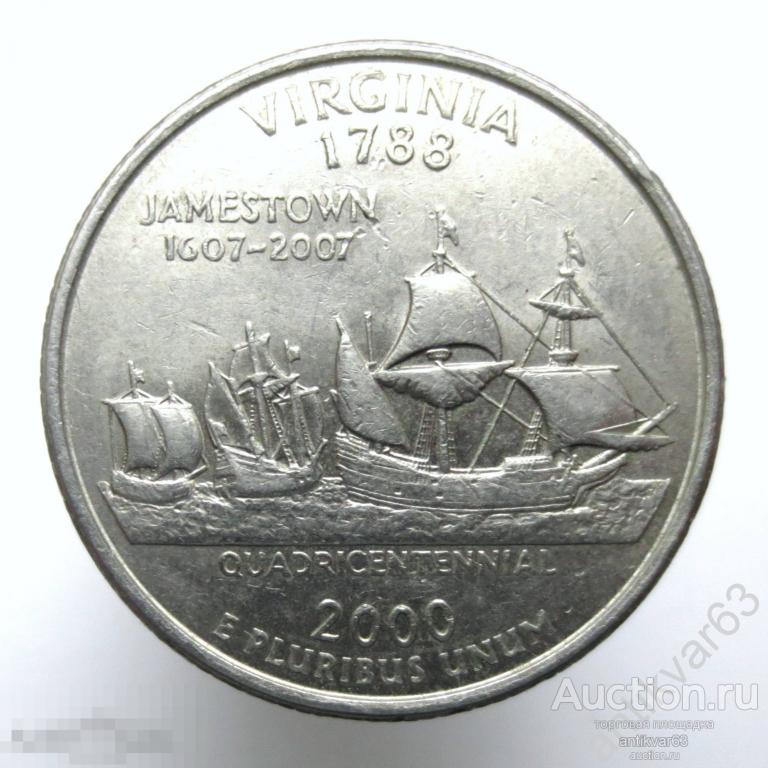 США 25 центов 2000 год (P). Штаты и Территории. Вирджиния VIRGINIA.