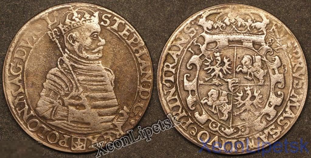Талер 1582 года Польша Стефан Баторий посеребрение копия