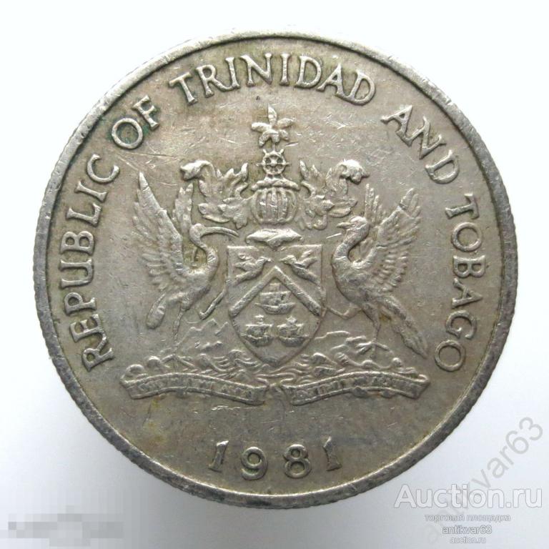 Тринидад и Тобаго 25 центов 1981 год. KM#32 Цветок Чаконии