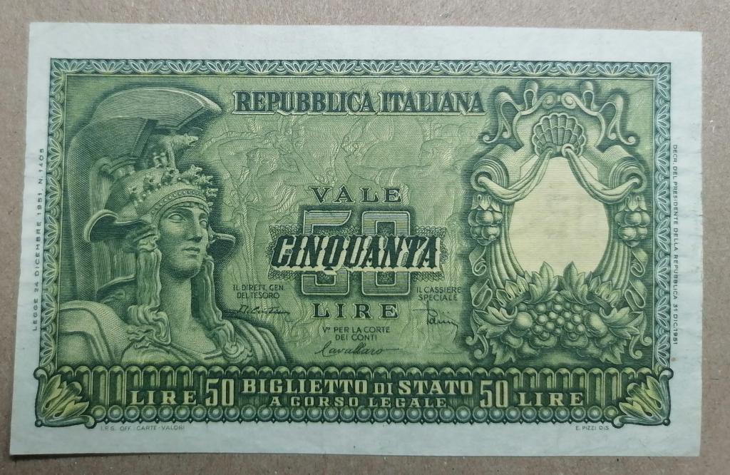 Италия 50 лир  1951 год