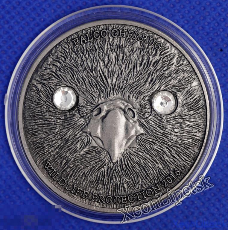 500 тугриков 2016 года Монголия Сокол Балобан (белые глаза) Красная книга Копия монеты