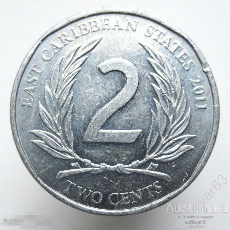 Восточные Карибы 2 цента 2011 год. Карибские штаты, острова. KM#35 /1143