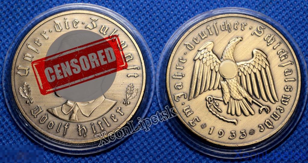 3 марки 1933 года Адольф Гитлер Германия Третий Рейх бронза копия в капсуле