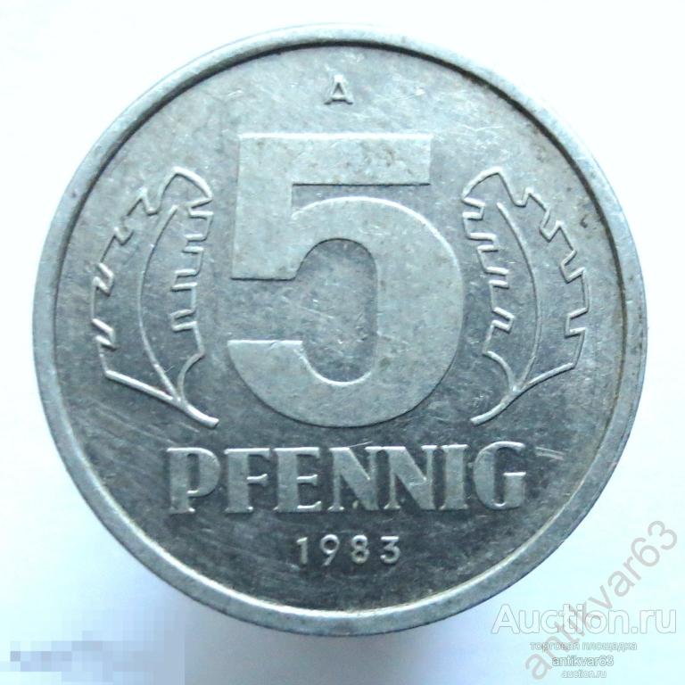 Германия 5 пфеннигов 1983 год A. ГДР /