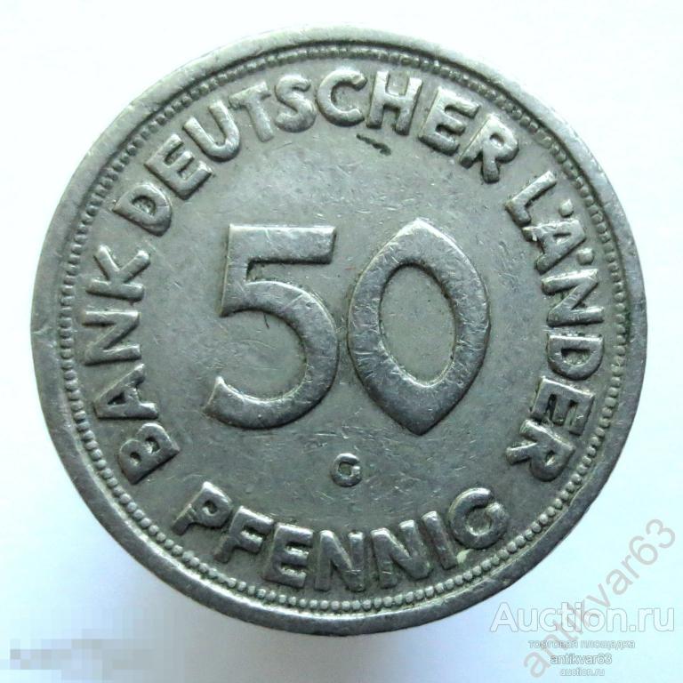 Германия 50 пфеннигов 1949 год G. ФРГ Bank Deutscher Länder /