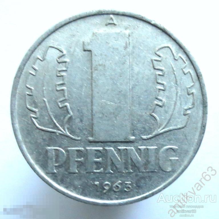 Германия 1 пфенниг 1963 год A. ГДР /