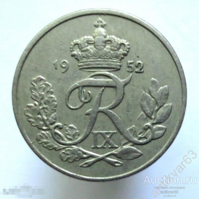 Дания 10 эре 1952 год. Король Фредерик IX. KM#841 оре