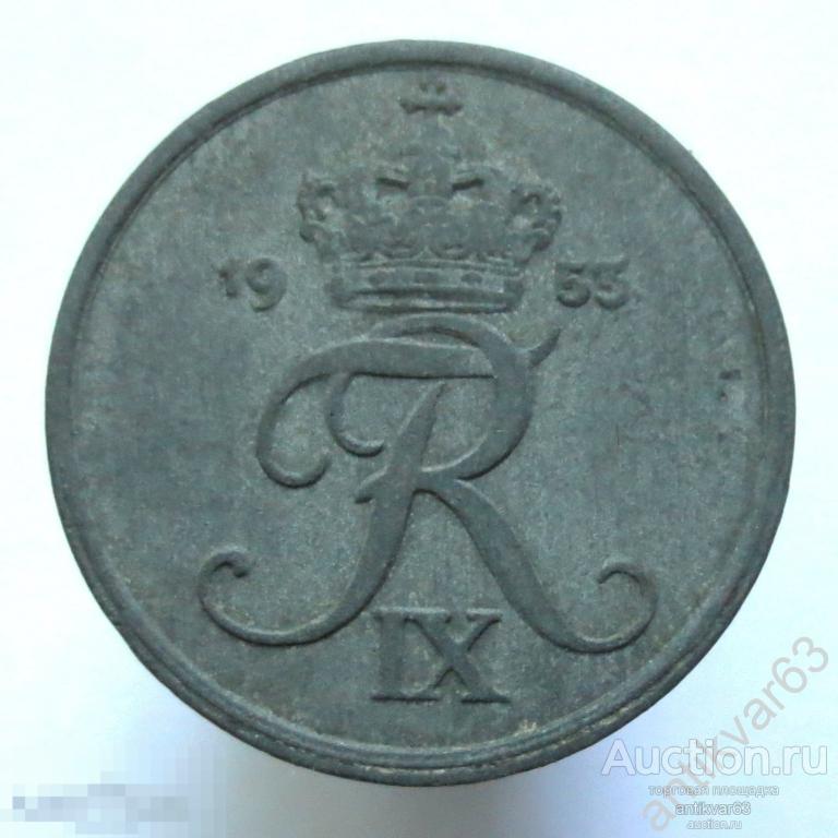 Дания 2 эре 1953 год. Король Фредерик IX. KM#840 оре