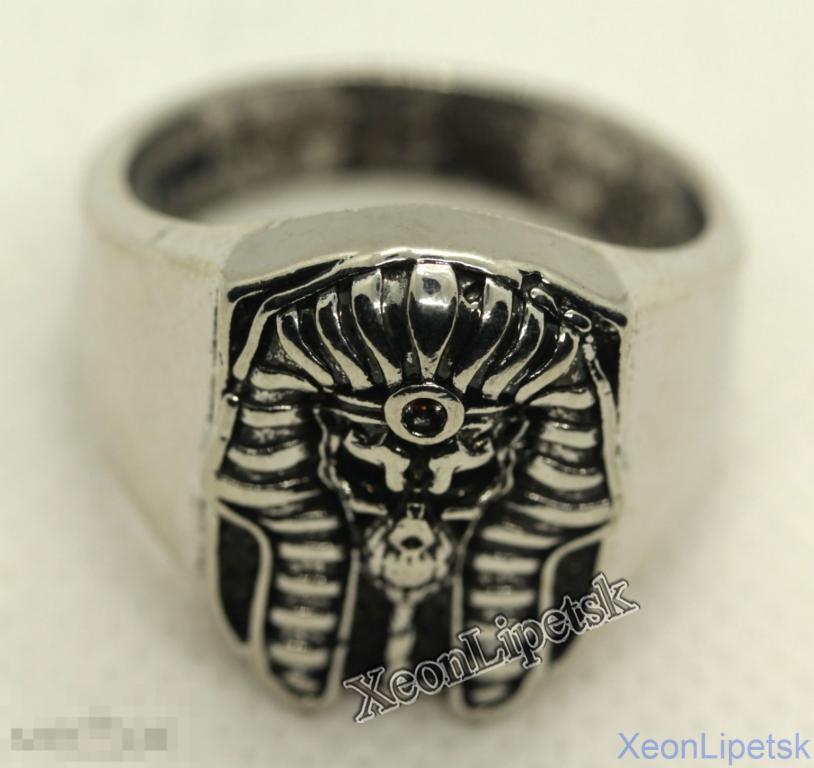 Кольцо Фараон Череп без камня белое Древний Египет Размер 7 Перстень Копия