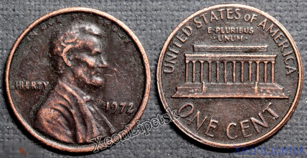 1 цент 1972 года США Линкольн Двойной чекан копия редкой монеты медь патина