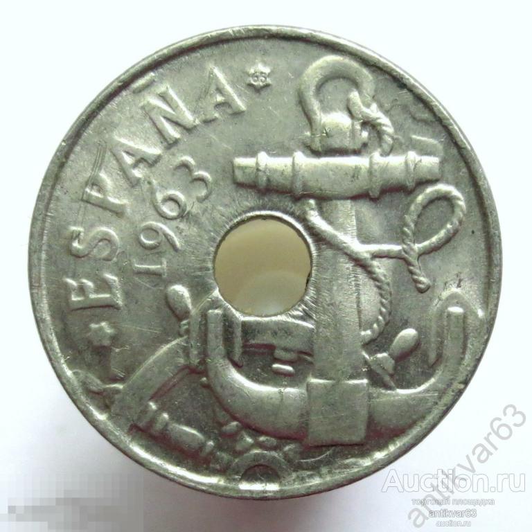 Испания 50 сентимо 1963/1965 год. Якорь. KM#777 /