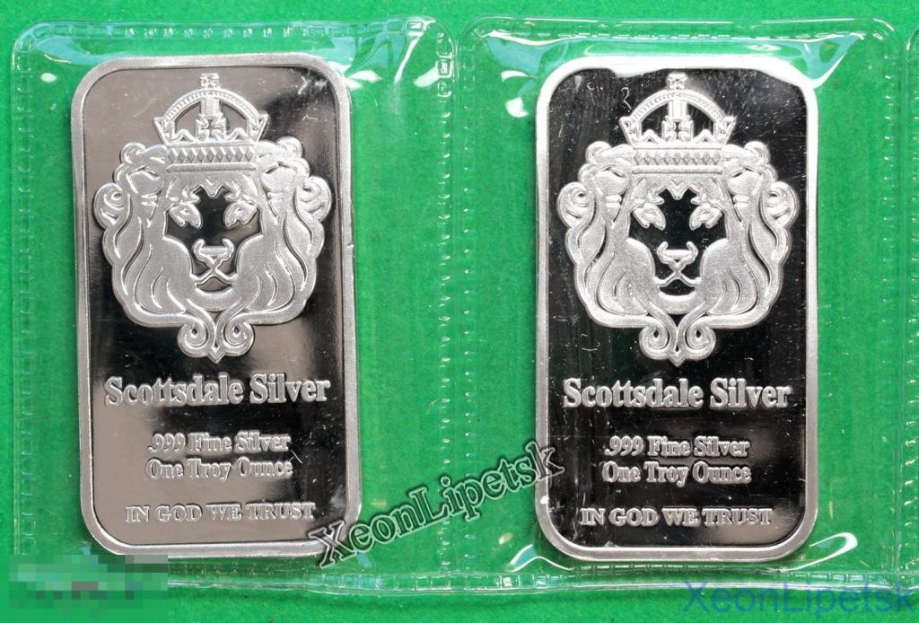Слиток серебра Скоттсдейл силвер Scottsdale silver bar Лев копия посеребрение в запайке