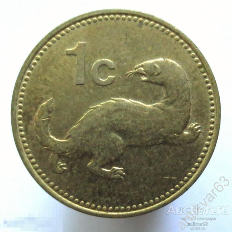 Мальта 1 цент 2001 год. Ласка / Норка / Хорек. KM#93 