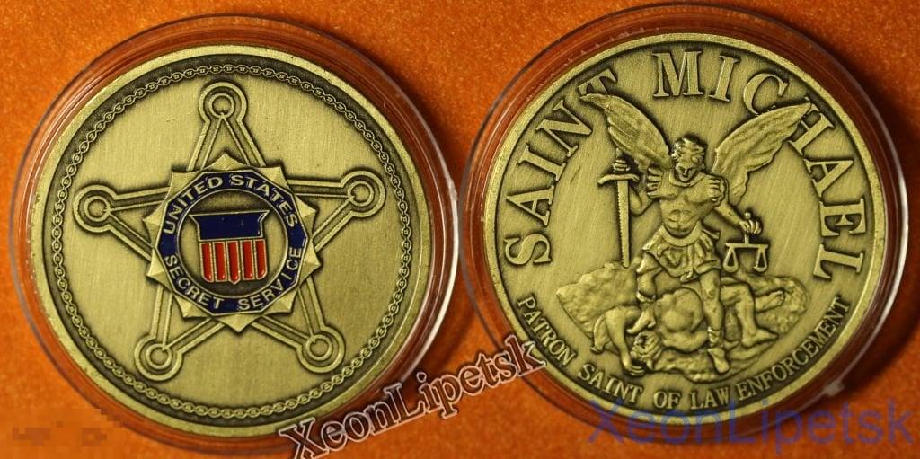 Секретная служба США цветной жетон Архангел Михаил бронза
