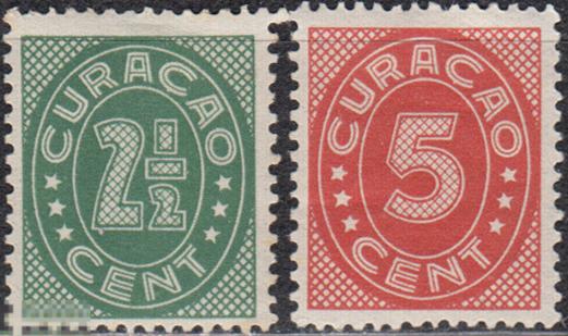 1936 - 1942 Нидерландские колонии Кюрасао Стандарт Цифры № 146 - 147 чистые * 0.60 евро
