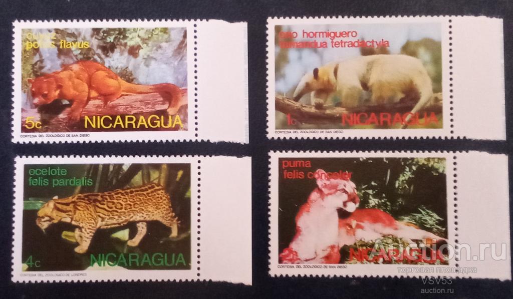 Никарагуа 1974 г. Фауна. Mi : № 1800-01,1803-04. MNH.