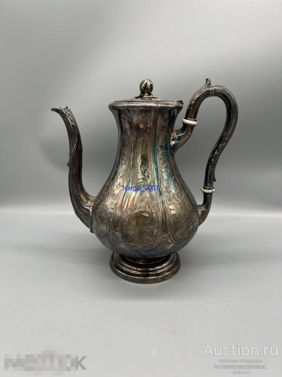 Кофейник старинный Англия Серебрение Роза 